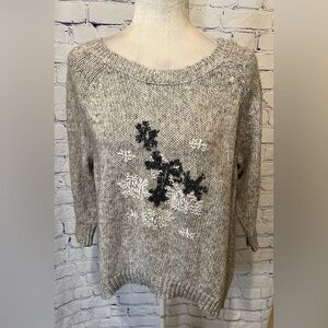 Lane Bryant Womens Grey Snowflake Beaded Sweater Size 14/16